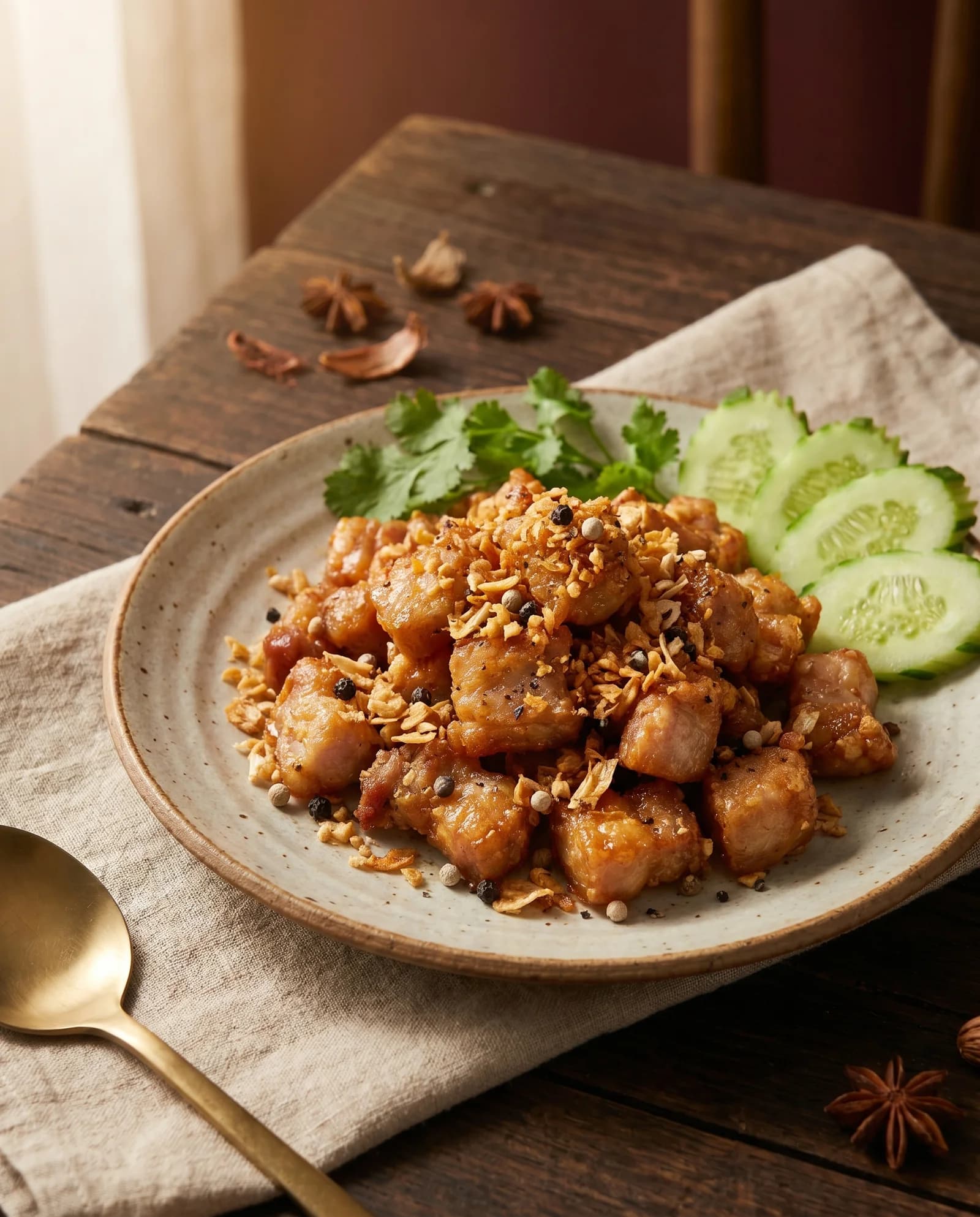 หมูทอดกระเทียมพริกไทย